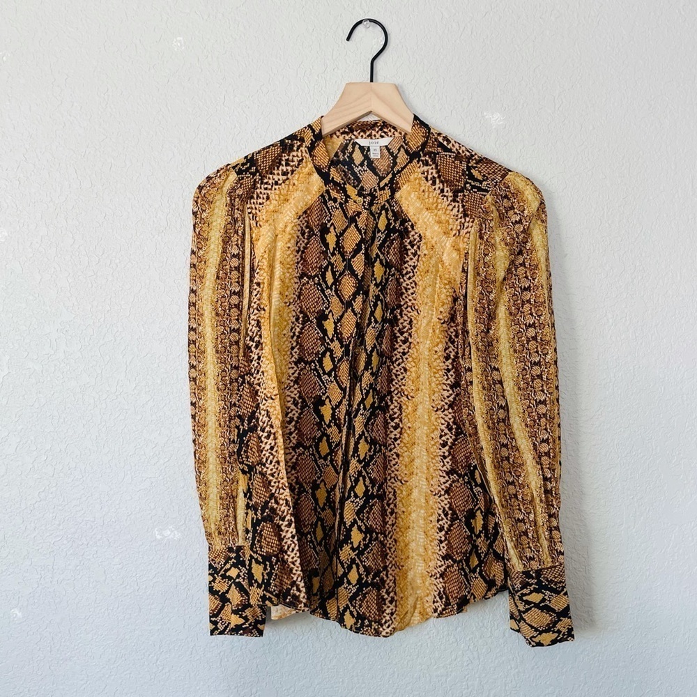 Joie Yellow Black Snakeskin Blouse